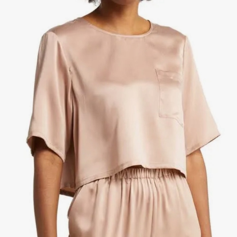 NWT Lunya Washable Silk Cropped Tee, Otium Tan - Otium Tan / M